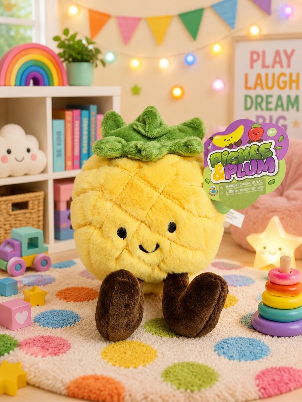 🍍COLLECTABLE PICKLE & PLUM VIRAL PINEAPPLE PLUSH BY ORB SENSORY TOY